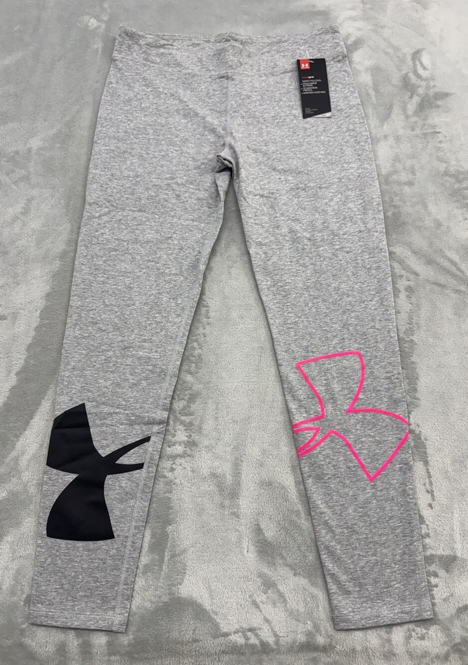 UNDER ARMOUR Gray Girls Finale Knit Active Workout Leggings Size Youth XL